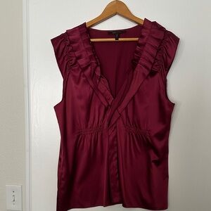 BCBGMaxAzria Burgundy Ruffled Blouse
